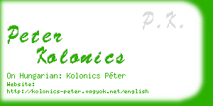 peter kolonics business card