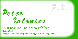 peter kolonics business card